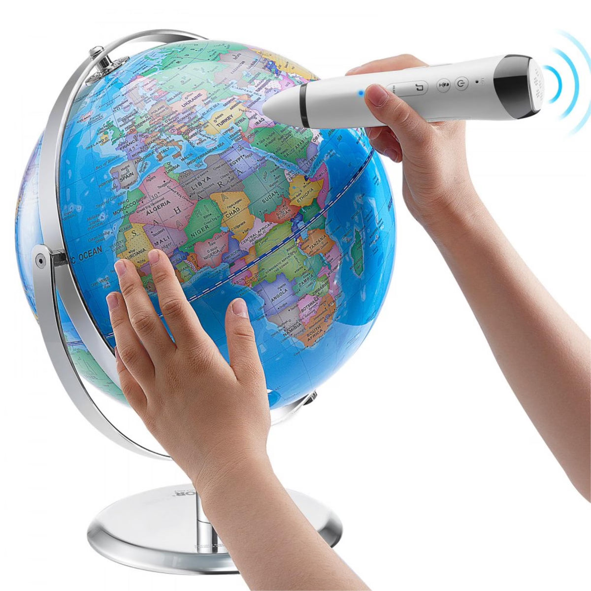 Interactive 9 Talking World Globe for Kids with Smart Talking Pen, Educational Learning Toy with LED Night Light, Perfect Gift for Boys & Girls