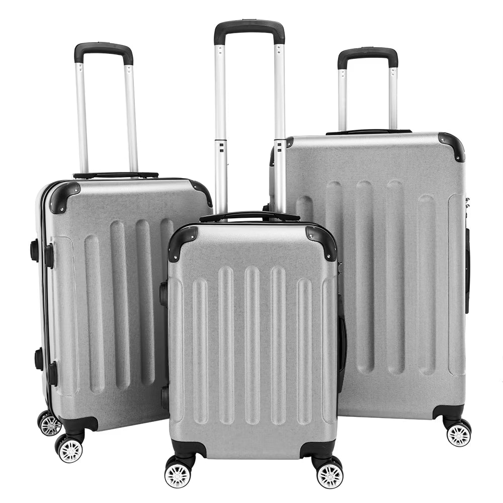 Red 3-Piece Hardshell Spinner Luggage Set (20in, 24in, 28in) - Large ABS Suitcase Set with 8 Wheels, Lightweight & Durable for Travel