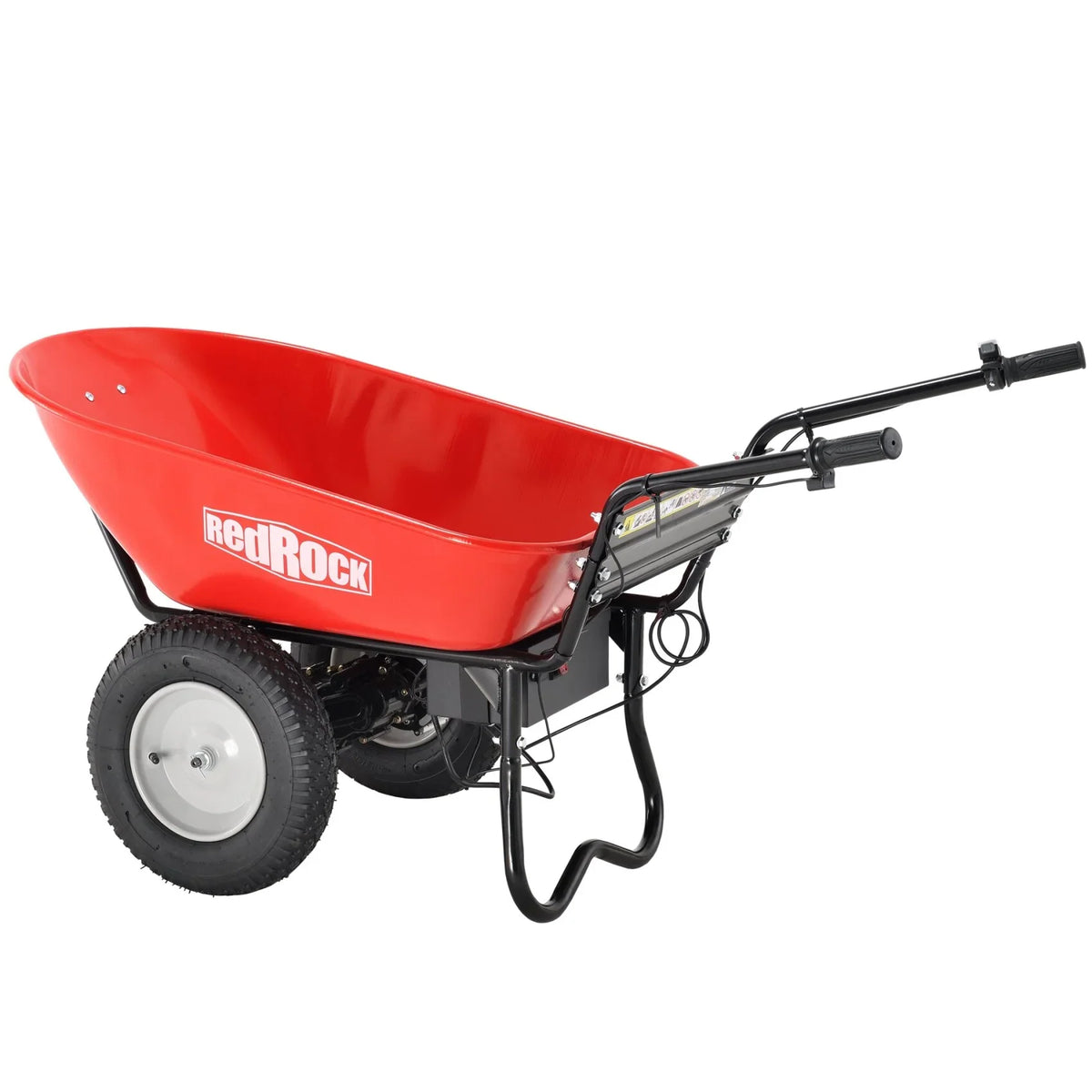 RedRock Electric Wheelbarrow 24V AGM Battery 330lbs Capacity Yard Work & Construction Debris Hauler with Speed Control and Pneumatic Tires