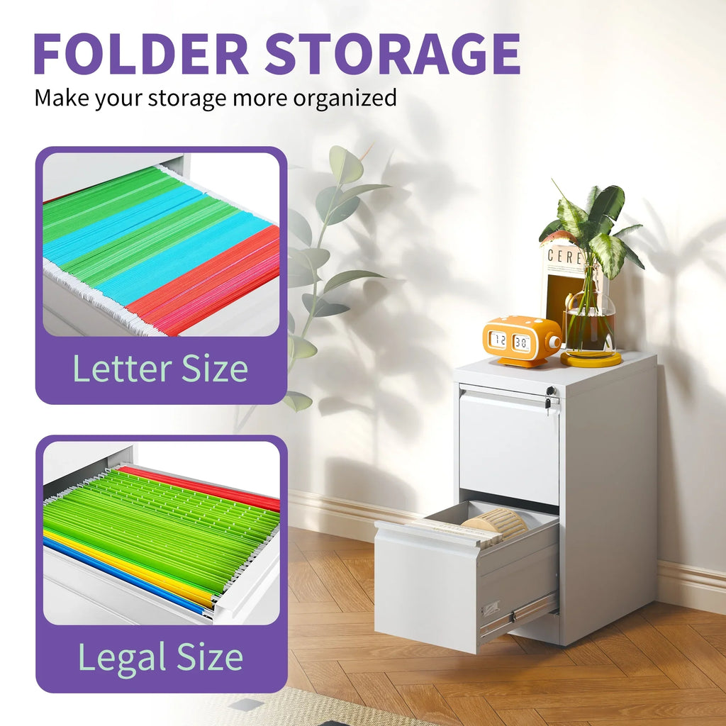 Daatumm 2-Drawer Vertical File Cabinet with Lock, Steel Metal Office & Home Storage for A4/Letter/Legal Size Documents
