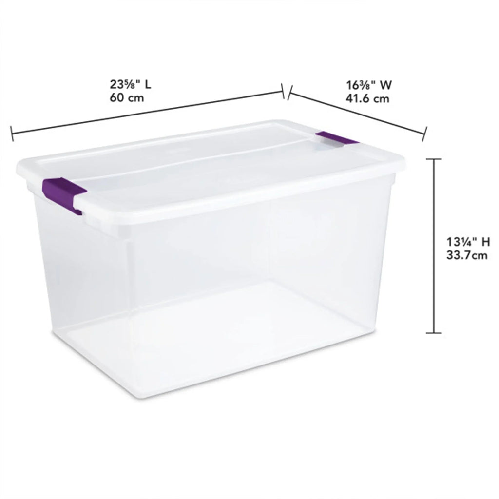 Sterilite 66 Quart Clear Plastic Latching Storage Container Tote, 6 Pack