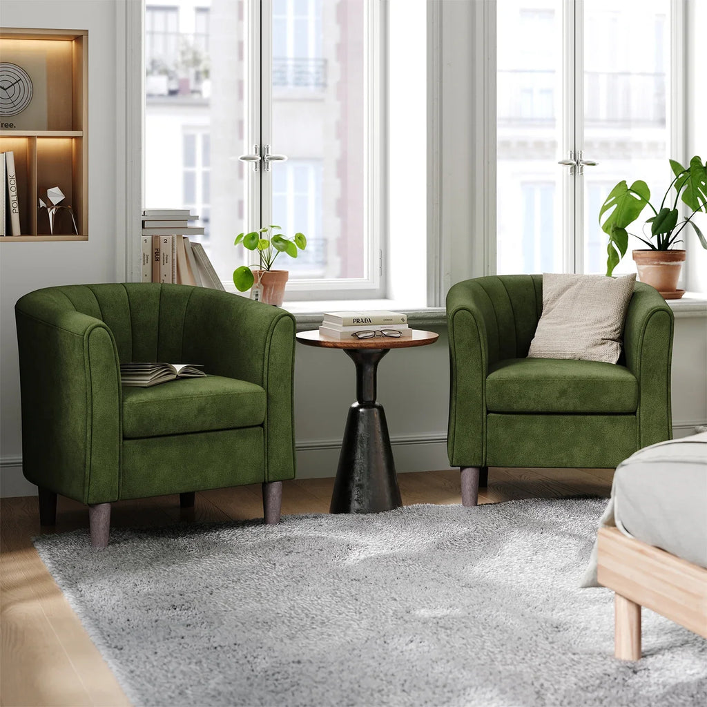 LINSY HOME Chenille Accent Chair with Ottoman for Living Room, Dark Gray