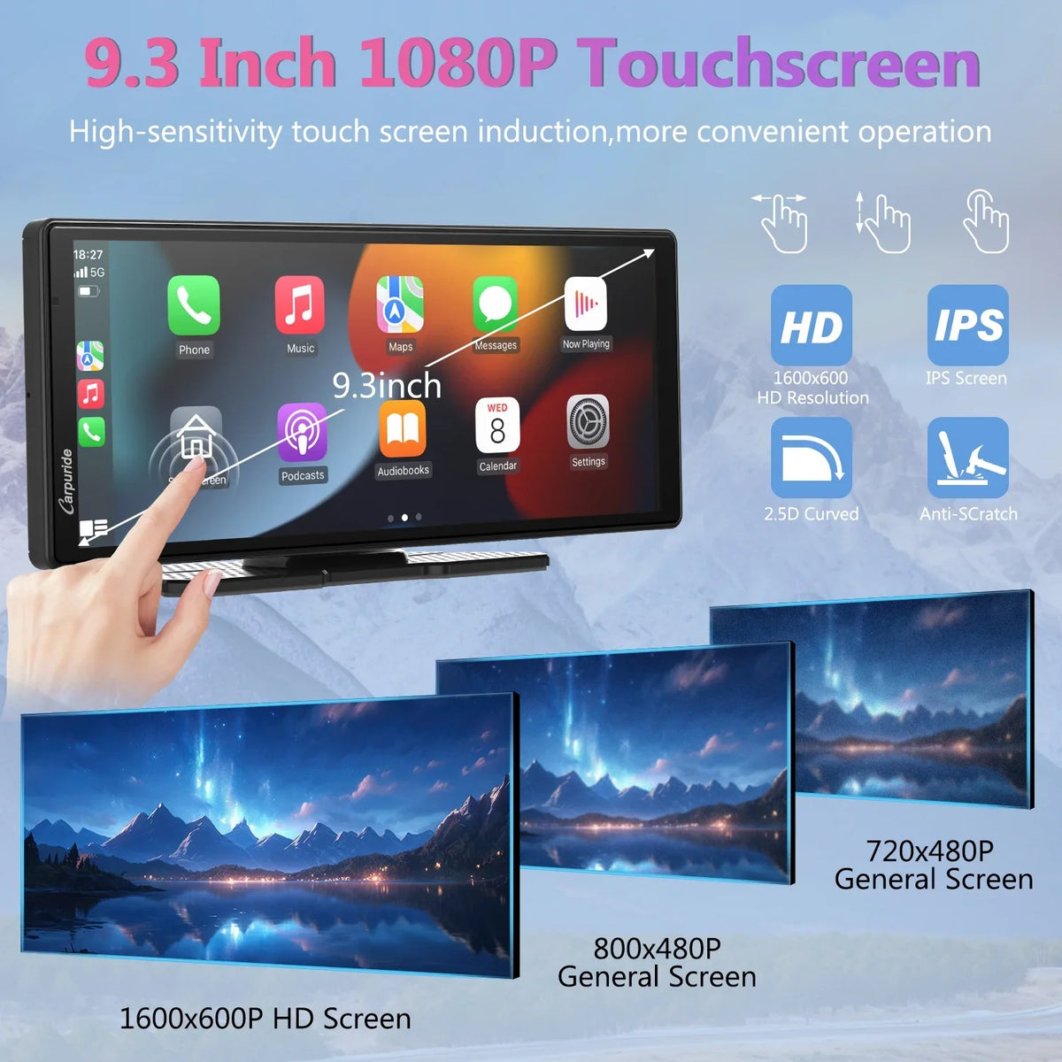 Carpuride Wireless Carplay Android Auto with 4K Front Dash Cam 1080P Rear Cam,10.26" HD IPS Touch