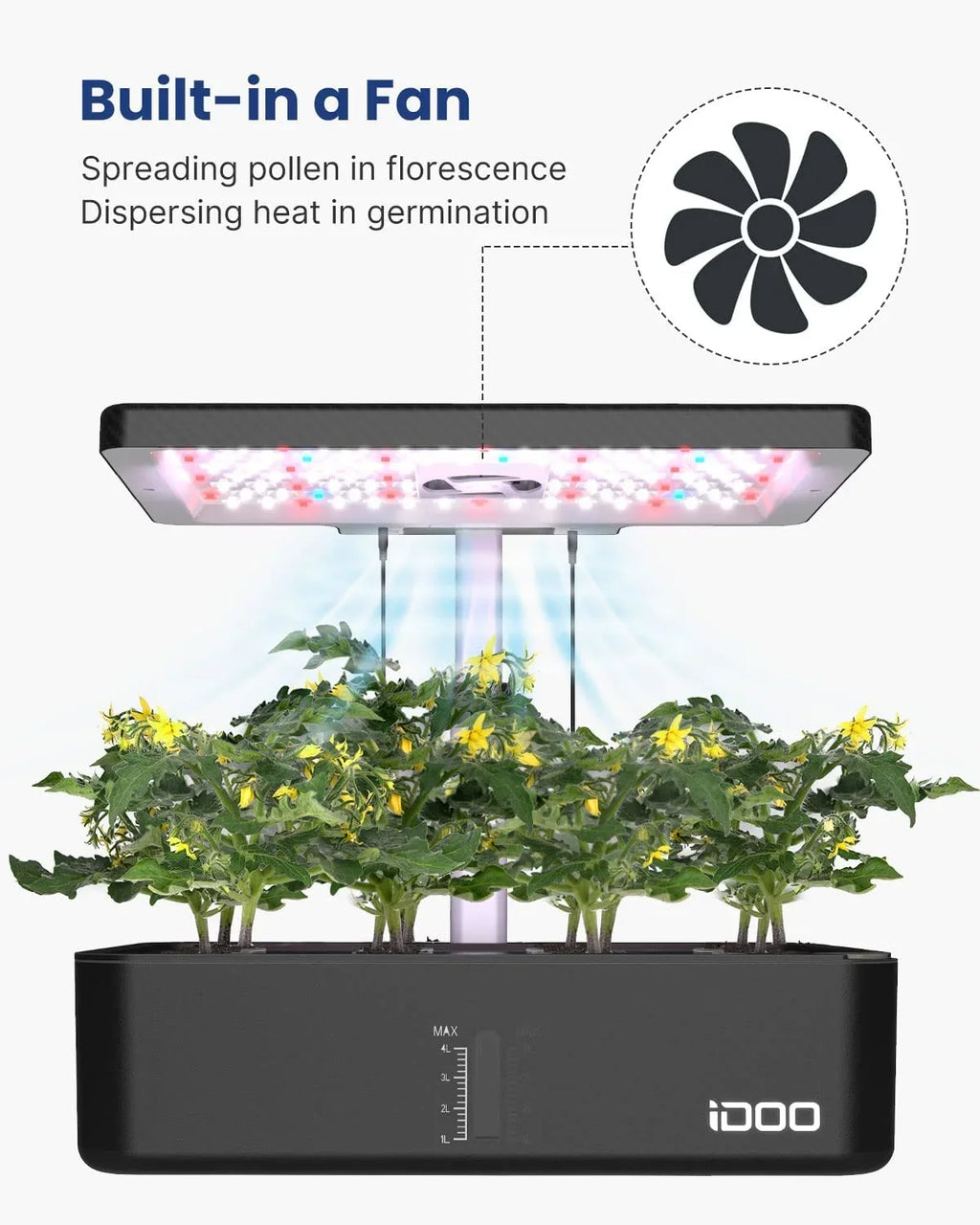 iDOO 12Pods Indoor Herb Garden Kit, Hydroponics Growing System with LED Grow Light
