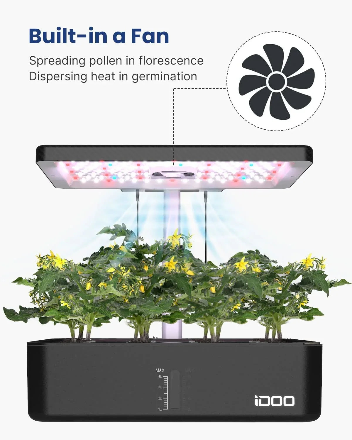 iDOO 12Pods Indoor Herb Garden Kit, Hydroponics Growing System with LED Grow Light
