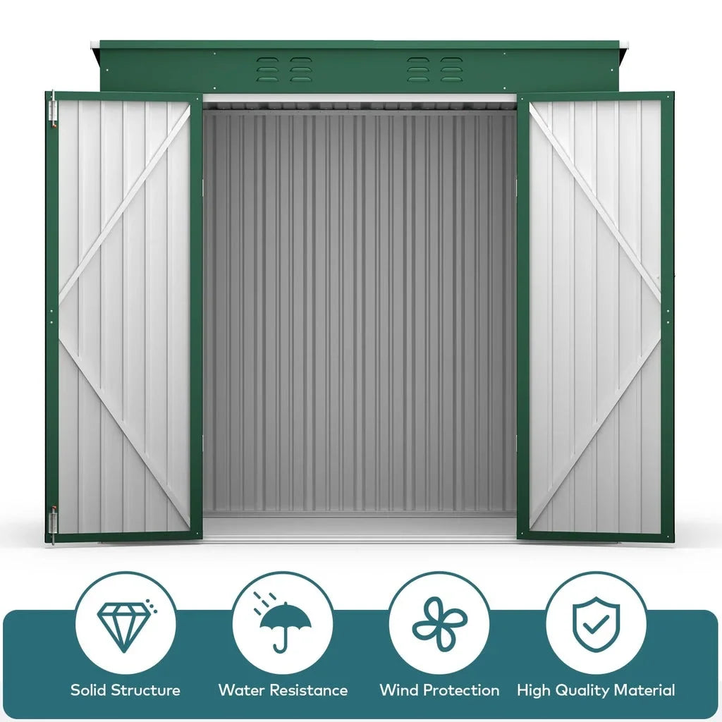 8x6 ft Outdoor Storage Shed on Sale, Sheds & Outdoor Storage with Lockable Doors, Metal Garden Shed by Durable Galvanized Steel for Patio, Lawn - Dark Gray