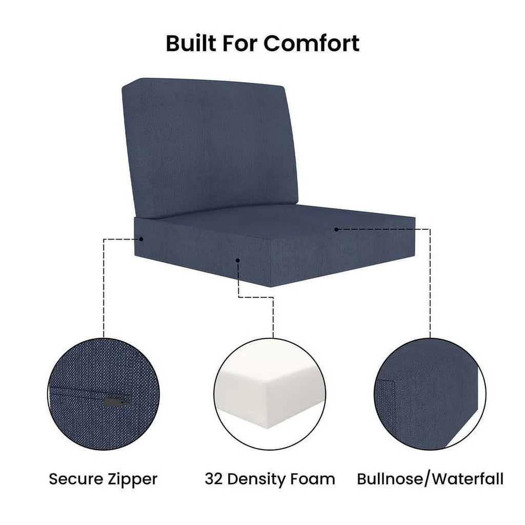 Covers&All Outdoor Sunbrella Deep Seat Cushion Set, Water, UV & Fade Resistant Patio Chair Cushions, High-Density 5" Thick Seat & Back Cushions for Outdoor Furniture