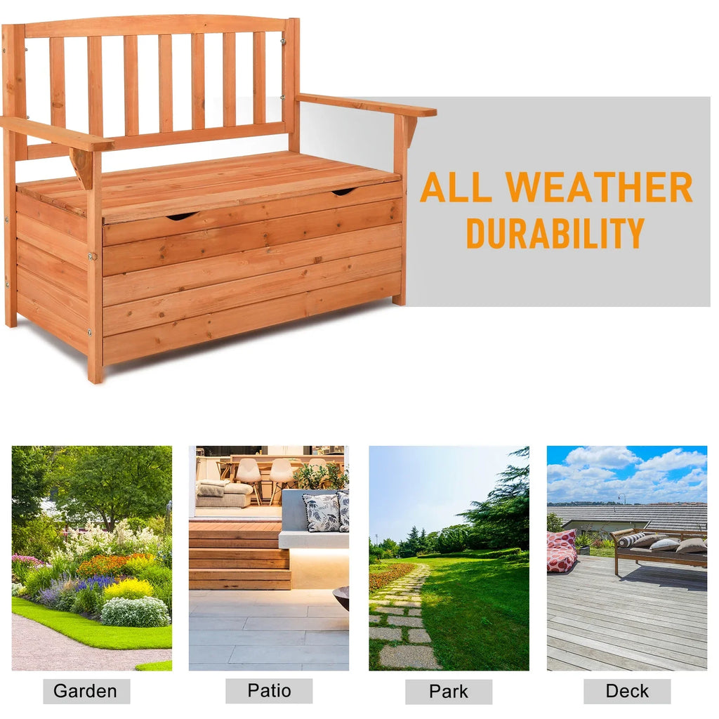 Zimtown Outdoor Storage Bench Deck Box for Patio Furniture, Front Porch Decor,Yellow