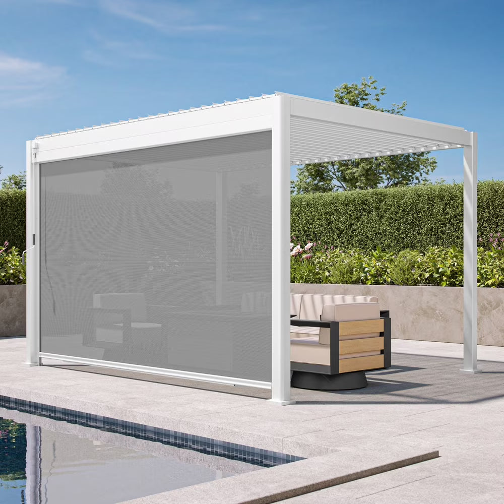 Mirador 111S Pergola Accessories, 1/3 10' Side Aluminum Deco Wall Screen, Charcoal (Not Pergola)