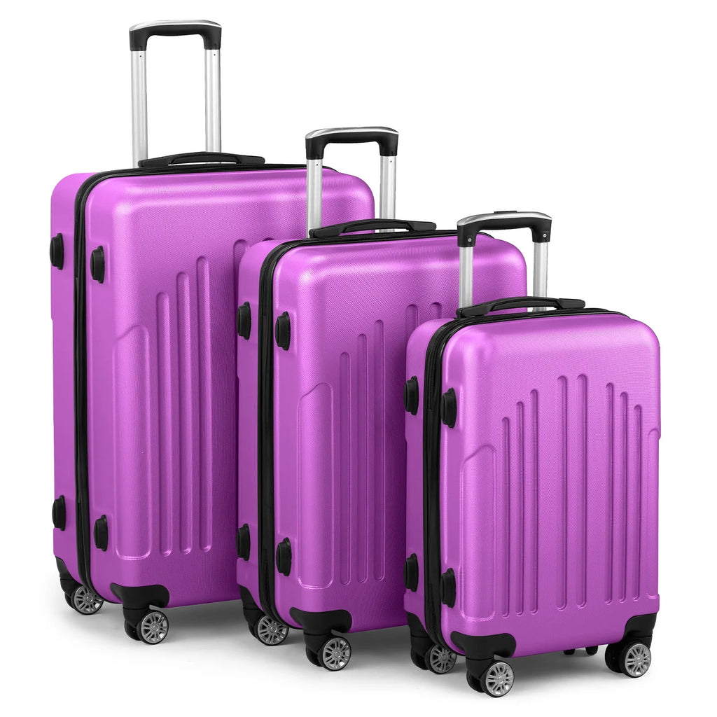 Red 3-Piece Hardshell Spinner Luggage Set (20in, 24in, 28in) - Large ABS Suitcase Set with 8 Wheels, Lightweight & Durable for Travel