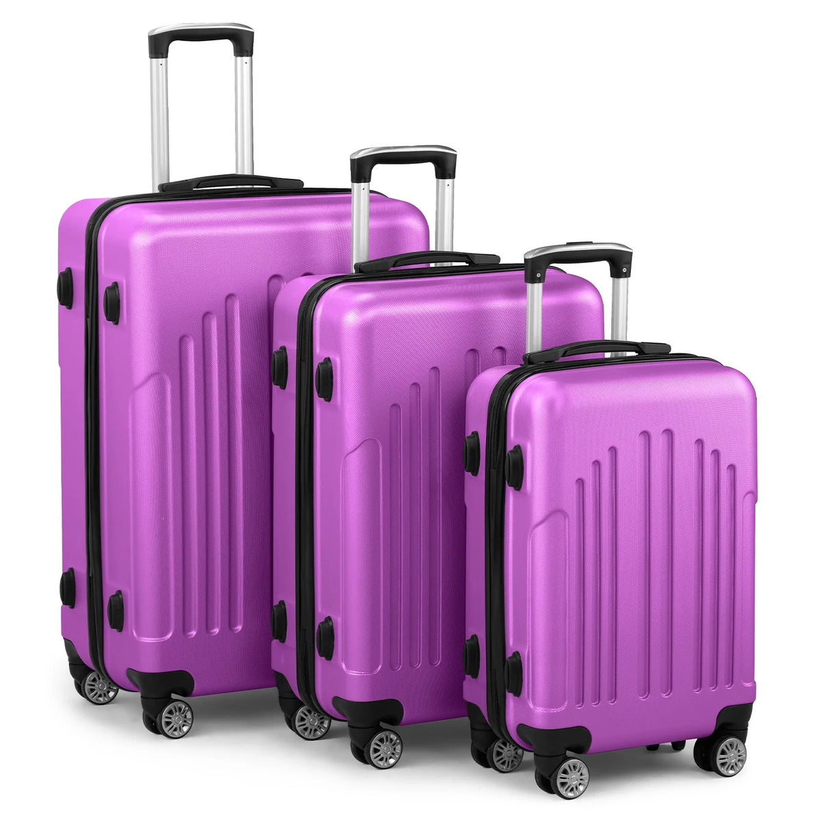 Red 3-Piece Hardshell Spinner Luggage Set (20in, 24in, 28in) - Large ABS Suitcase Set with 8 Wheels, Lightweight & Durable for Travel