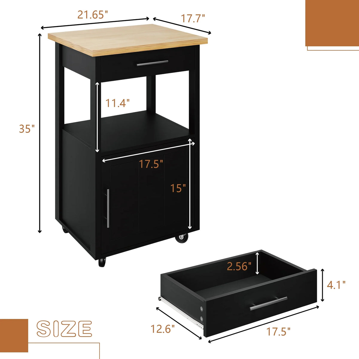 Walsunny Kitchen Island Table Stand with Storage on Wheels,Rolling Kitchen Cart Storage Cabinet with Drawer,White