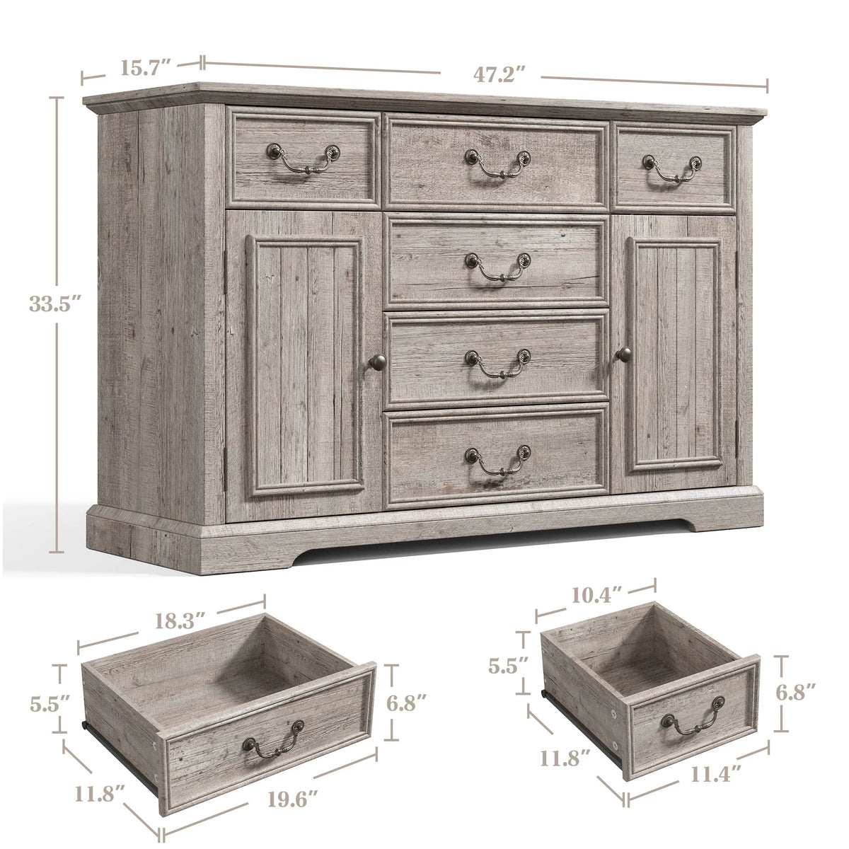 EnHomee Wood Dresser for Bedroom 9 Drawer Dressers&Chest of Drawers 63"L x 15.7"W x 31.5"H,Brown