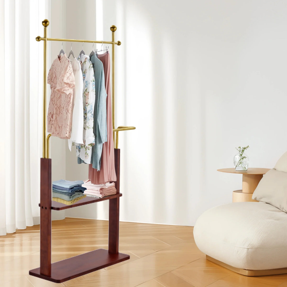 swing 73" Wooden Coat Rack Stand,Coat Racks Freestanding With 14 Hooks And Solid Round Base Heavy Duty Adjustable Height Hall Tree Coat Rack for Entryway Hallway Foyer Office Bedroomf