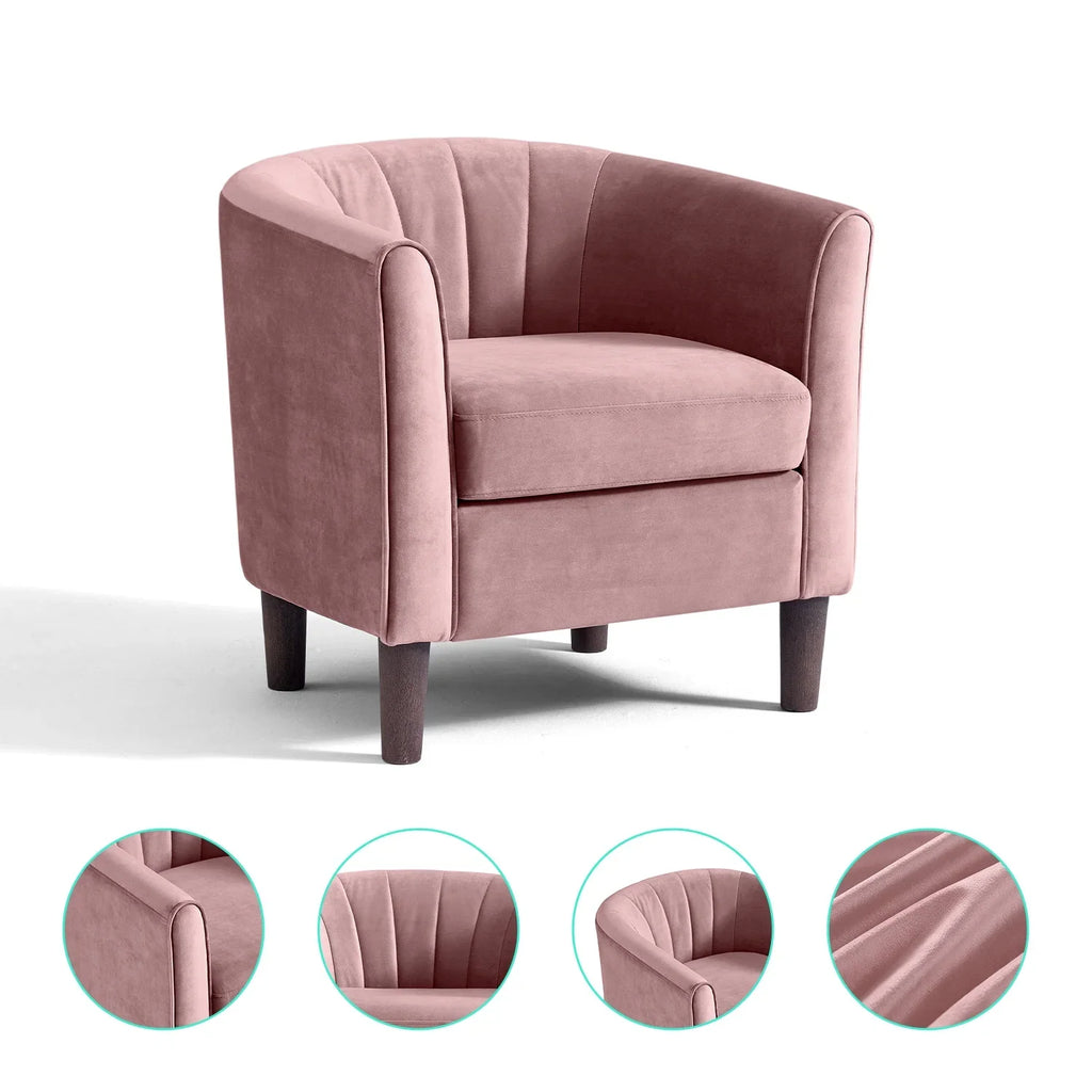 LINSY HOME Chenille Accent Chair with Ottoman for Living Room, Dark Gray