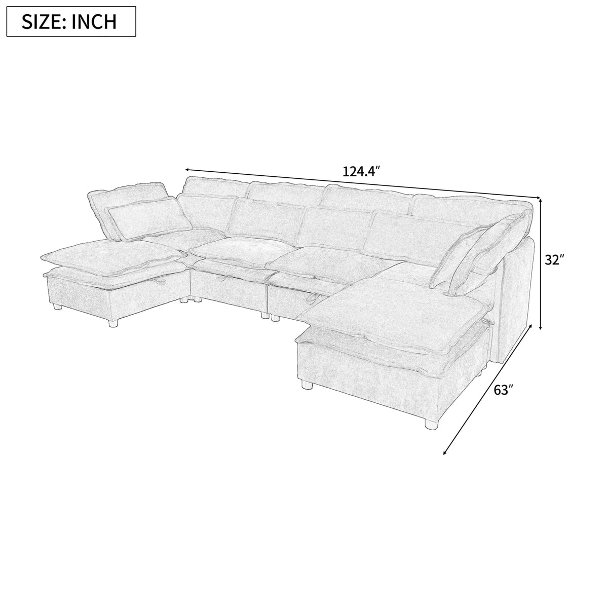 Harper & Bright Designs Modern Modular Corner Sofa Sectional with 2 Storage Ottomans, Free Combination L-Shaped Couch Set with Double-Layer Cushion for Living Room, Dark Blue