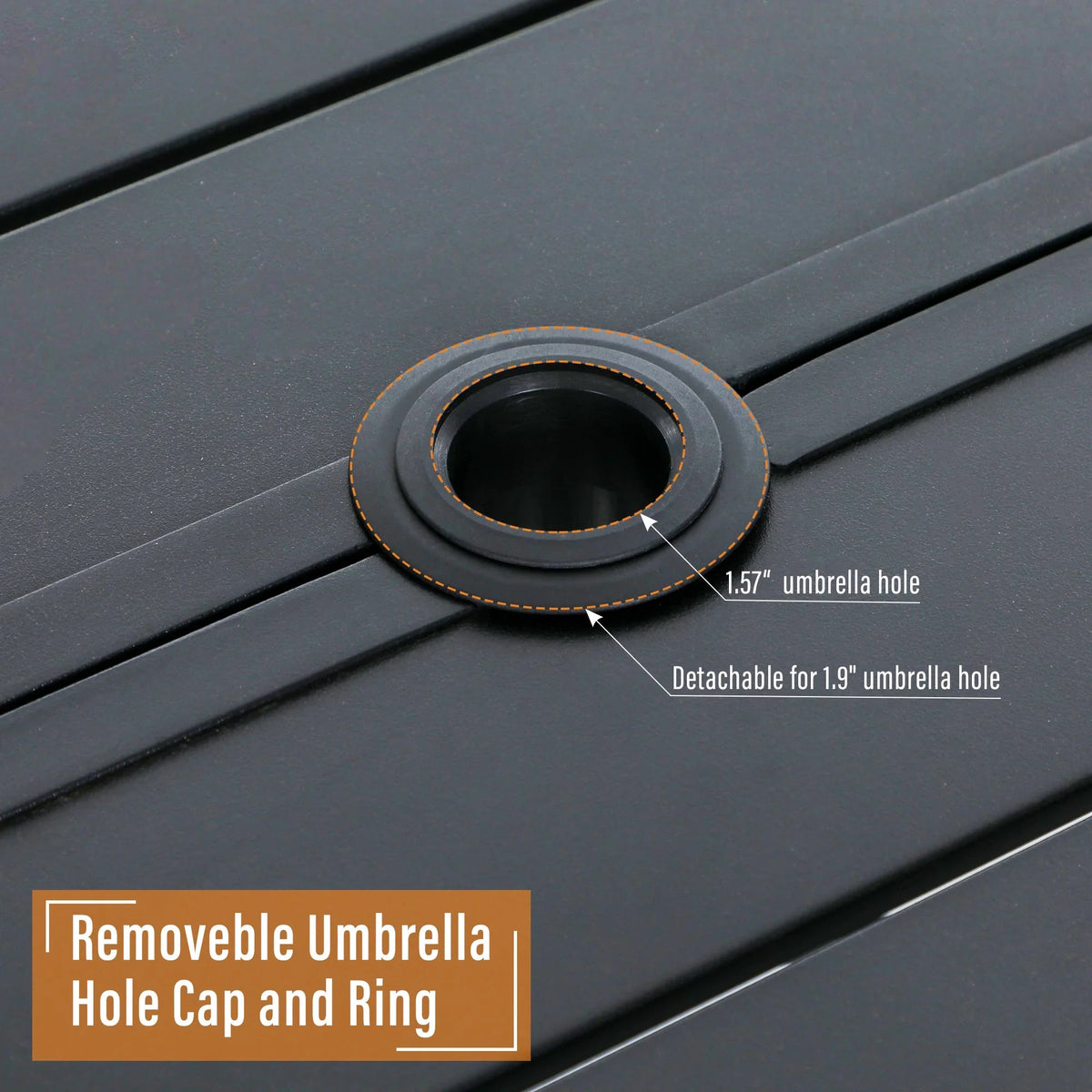 Sophia & William 6-seat Outdoor Metal Table with Adjustable Umbrella Hole 1.57" or 1.9"