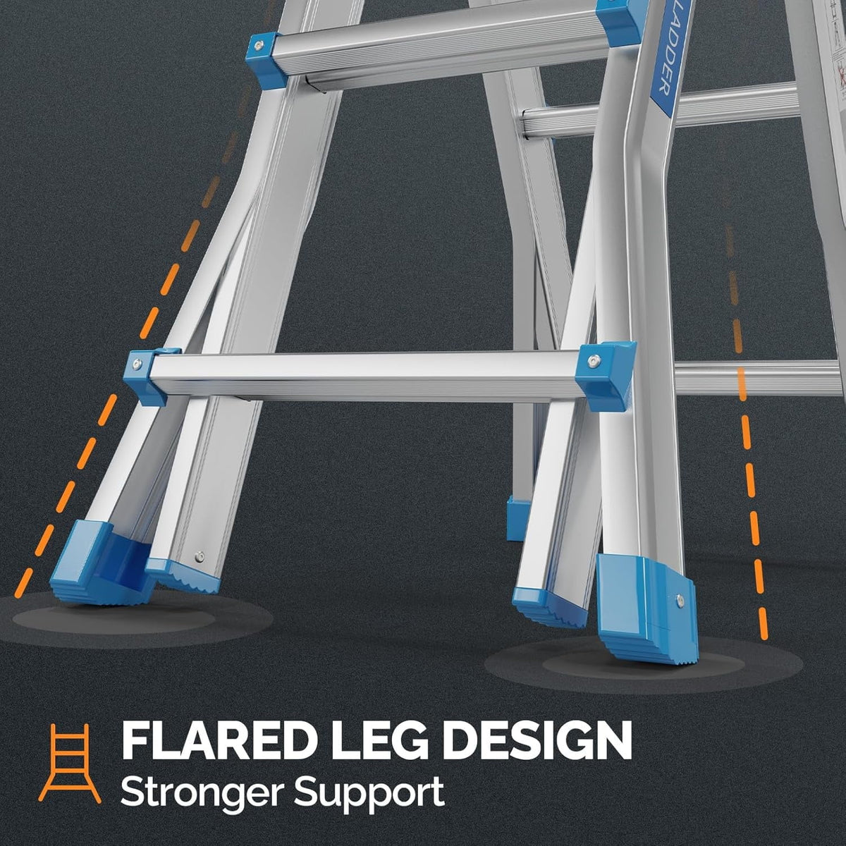 LUISLADDERS Ladder, A Frame 6 Step Ladder Telescoping Ladder, 22 Ft Reach Height Muti Position Folding Ladder Flared Leg & Wheels Design, 330 lbs Capacity Extension Ladder for Household Outdoor Work