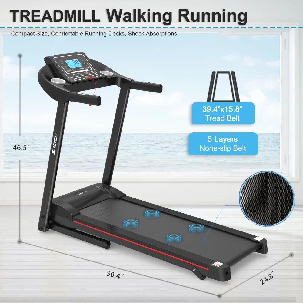 Holaki Home Foldable Treadmill with Incline, Folding Treadmill for Home Workout, Electric Walking Running Treadmill Machine 5" LCD Screen 250 LB Capacity Bluetooth Music