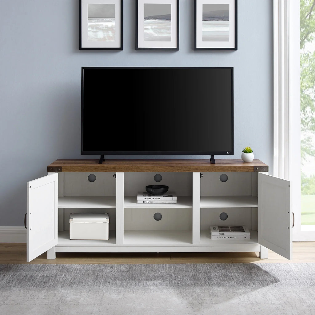 Walker Edison Modern Farmhouse Barn Door TV Stand for TVs up to 65", Grey Wash