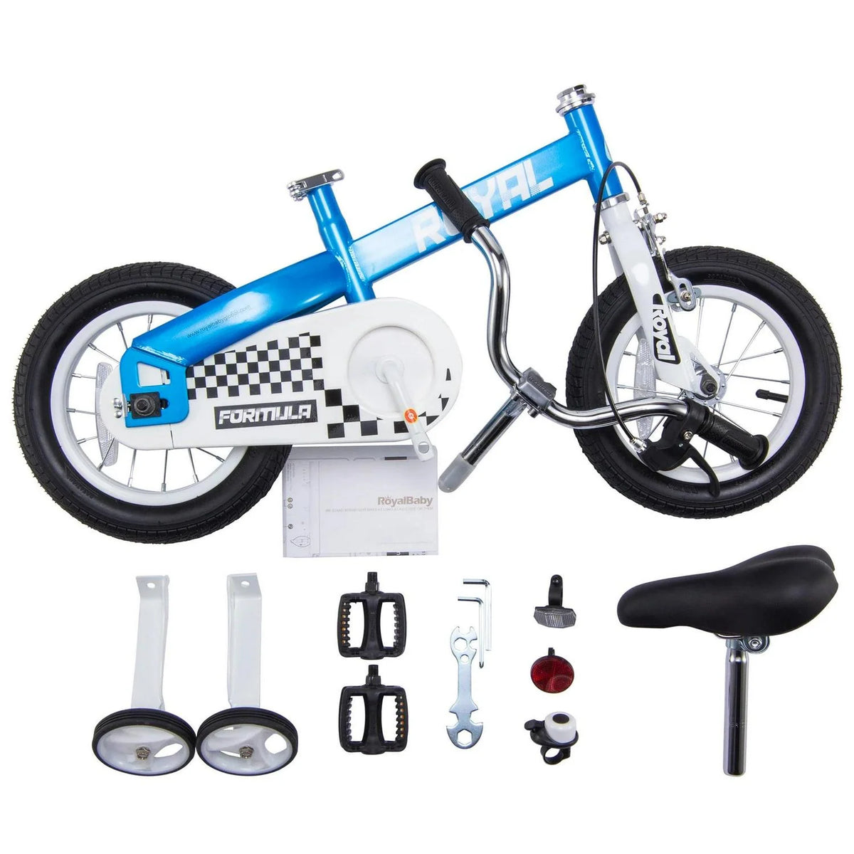 RoyalBaby Formula 16” Kids Bike with Kickstand and Training Wheels. Blue