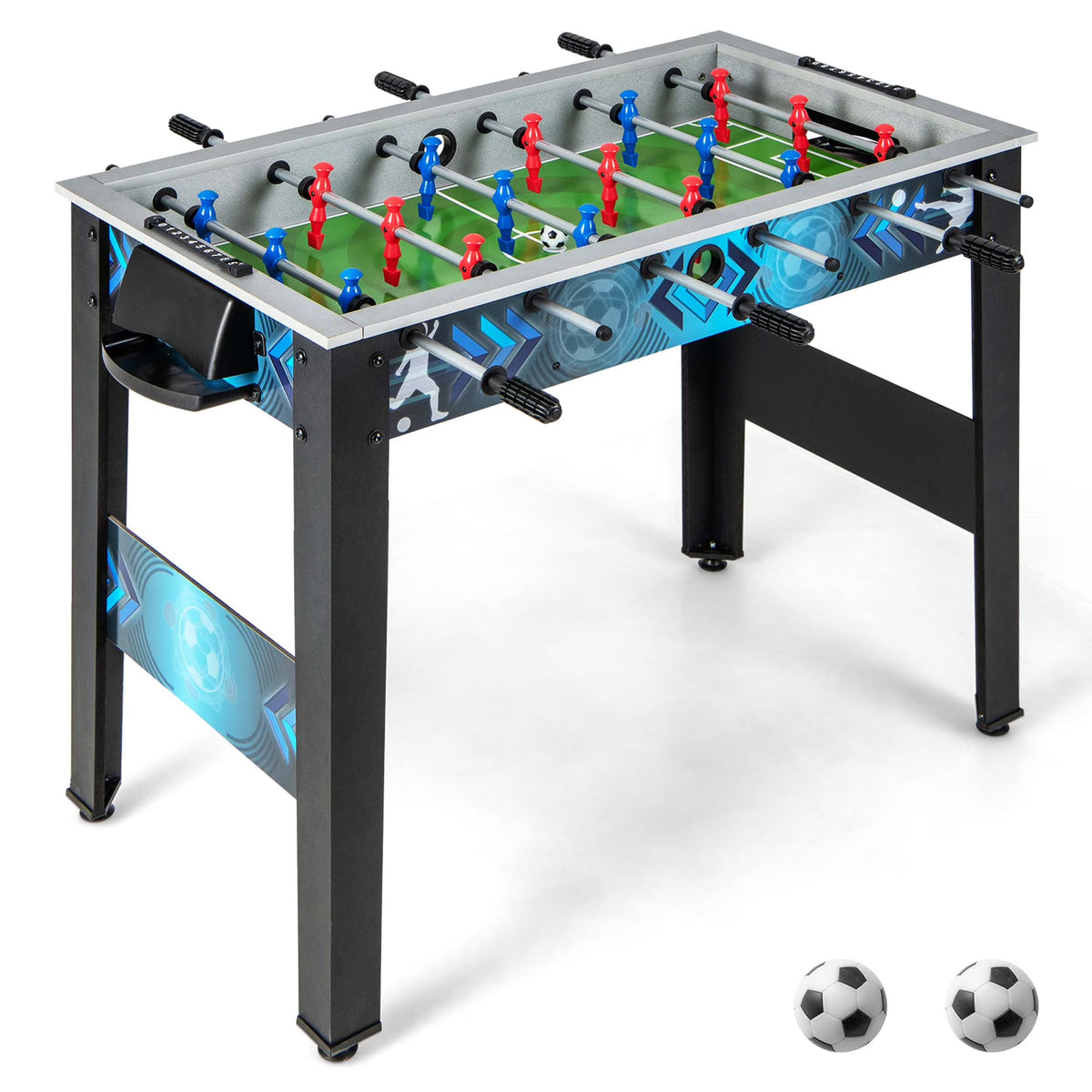 Costway Foosball Table Game Set with 2 Footballs, Black, 22.9 lb