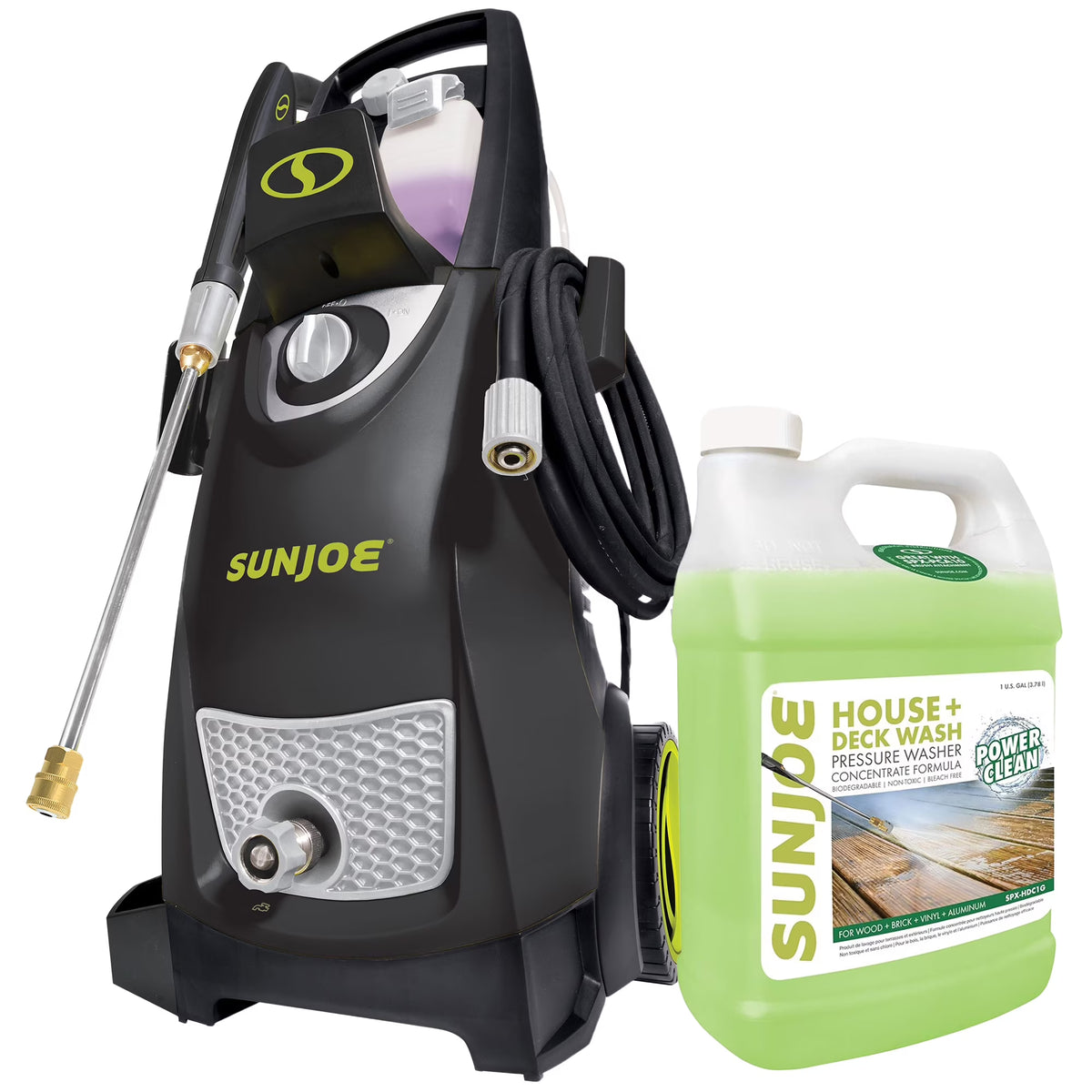 Sun Joe Electric Pressure Washer with Wheels and 3 Pack Pressure Washer Cleaner