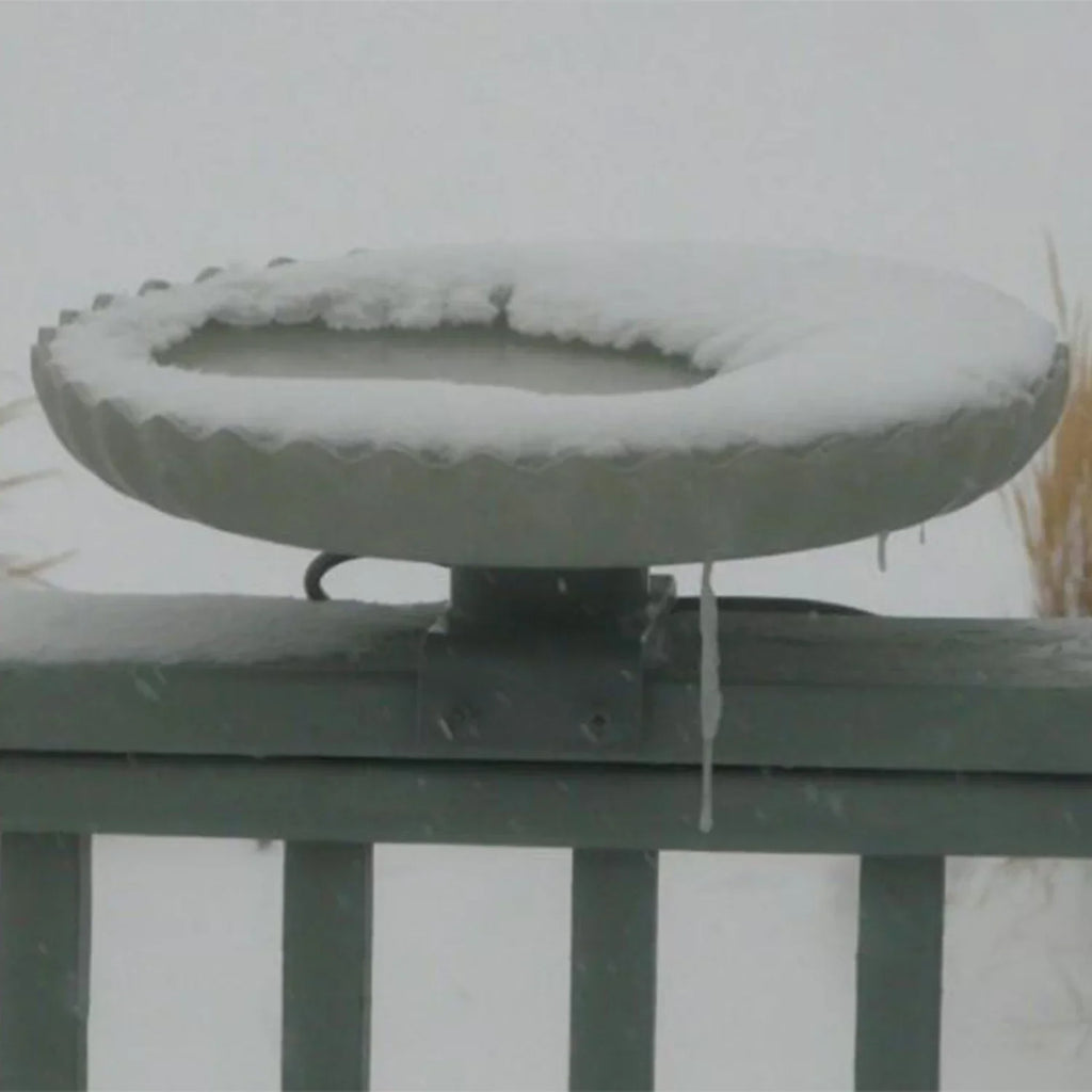 Farm Innovators Outdoor Heated Bird Bath, 120W Stone Birdbath w/ Deck Mount