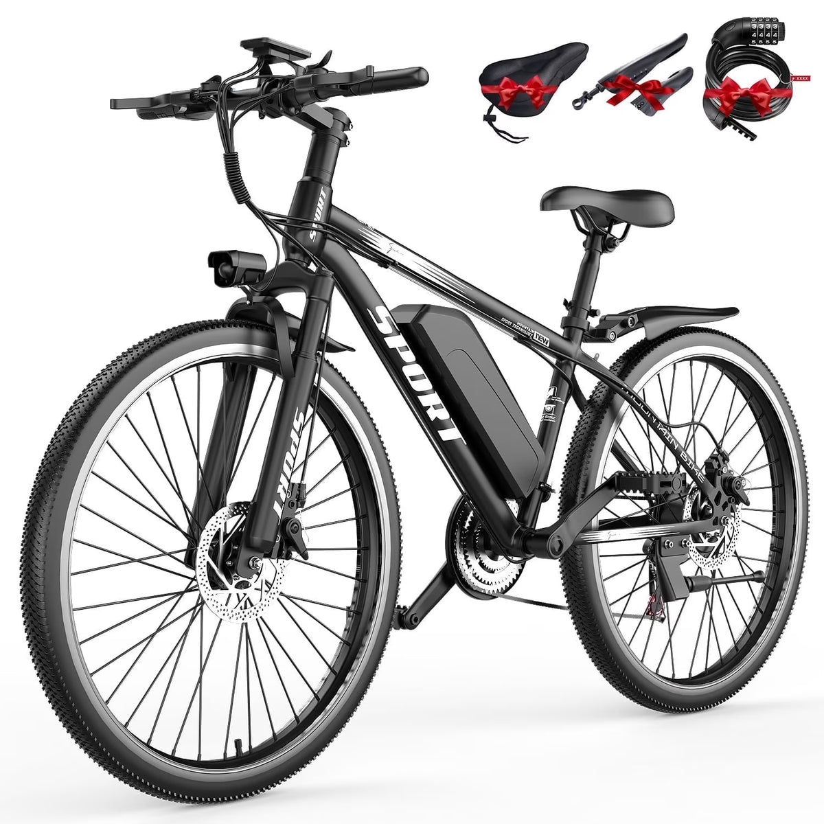 AZHAR Electric Bike for Adults, 26" Electric Mountain Bike, 1200W Peak Power Motor, Up to 25 MPH 45 Miles, Electric Bicycle with 48V 10AH Removable Battery, UL 2849