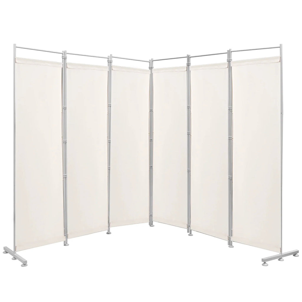 Costway 6-Panel Room Divider Folding Privacy Screen w/Steel Frame Decoration Brown
