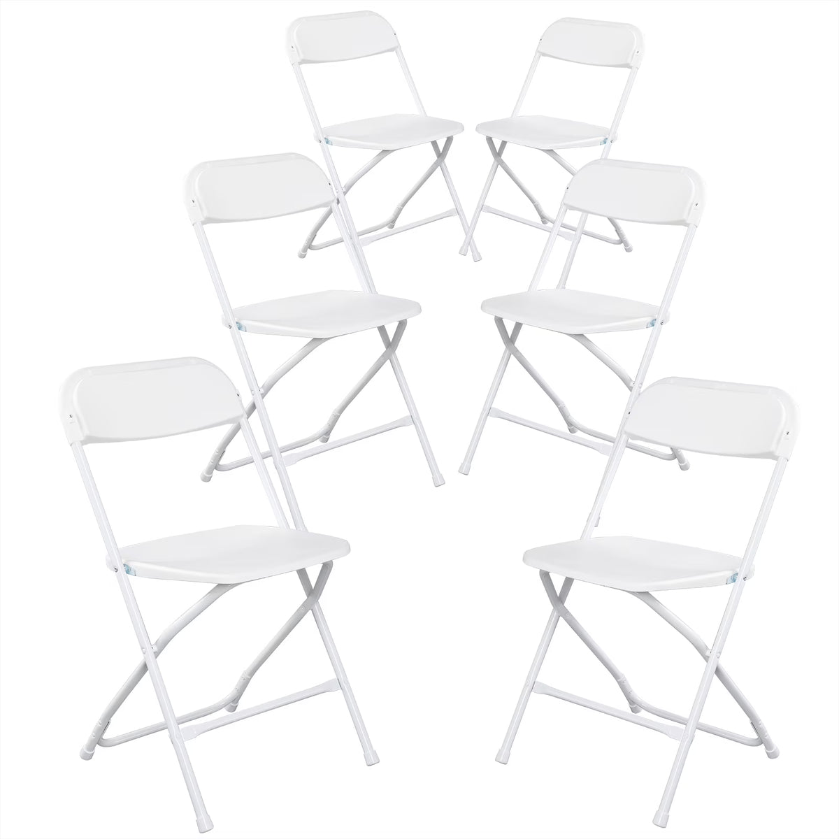 Winado 6 Pack Plastic Folding Chairs Wedding Party Event Chair White