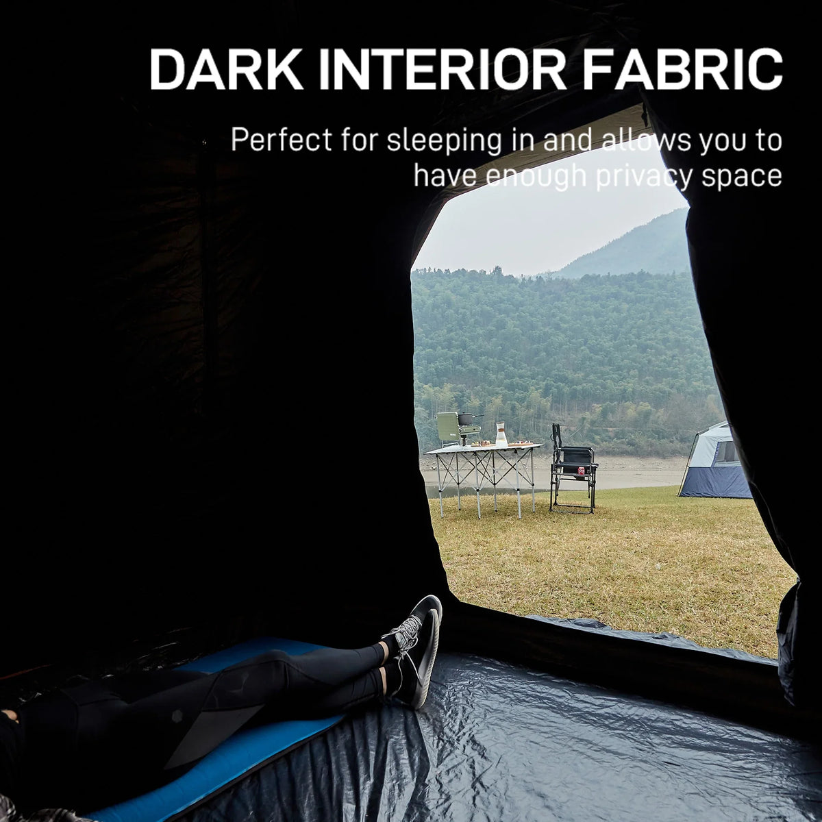 EVER ADVANCED 6 Person Blackout Camping Tent, Instant Family Tents, 60 s Quick Setup, Water-Resistant, Blue