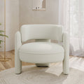 BELLEZE Sherpa Boucle Chair, Modern Barrel Accent Chair Comfy Round Upholstered Armchair Accent Side Chair for Living Room, Bedrooms, Corner - Quinton"White"