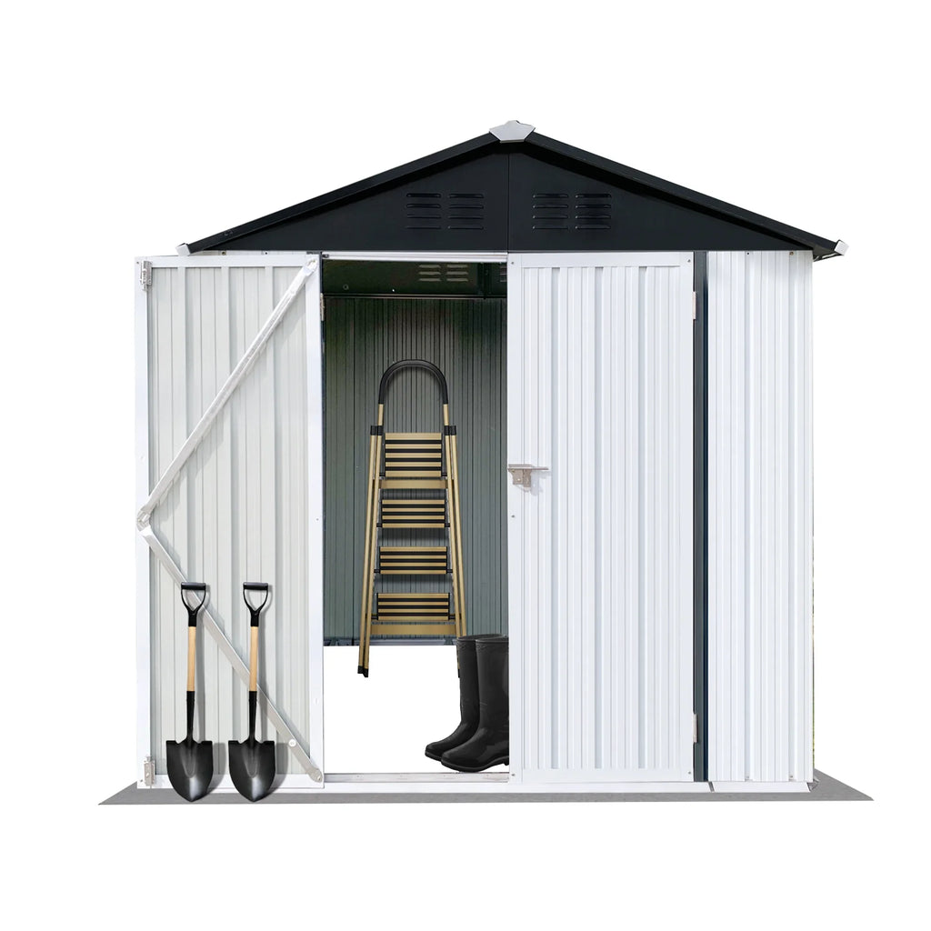 Aukfa Outdoor Storage Shed, 5 X 4 FT Metal Garden Shed, Waterproof Tool Shed for Backyard Patio, Brown