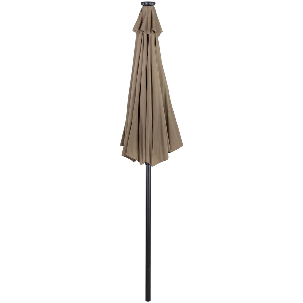 Northlight 9ft Solar Lighted Outdoor Patio Market Umbrella with Hand Crank and Tilt, Pink