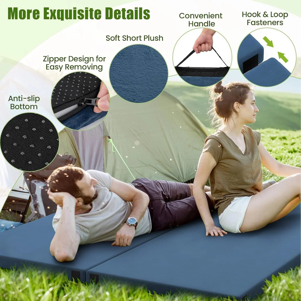 MarketLane Memory Foam Sleeping Pad, Roll Up Floor Mattress with Carry Bag, Non-Slip Bottom, Guest Floor Folding Bed for Sleepover, Portable Camping Mattress for Indoor Outdoor Travel Cot Tent，Grey
