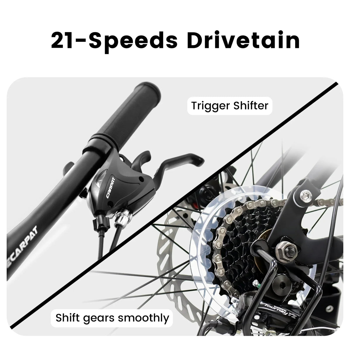 Juuar 26" Mountain Bike for Men, 21 Speed Disc Brake MTB, Full Suspension Steel Frame City Bike Bicycle for Adults, Gray