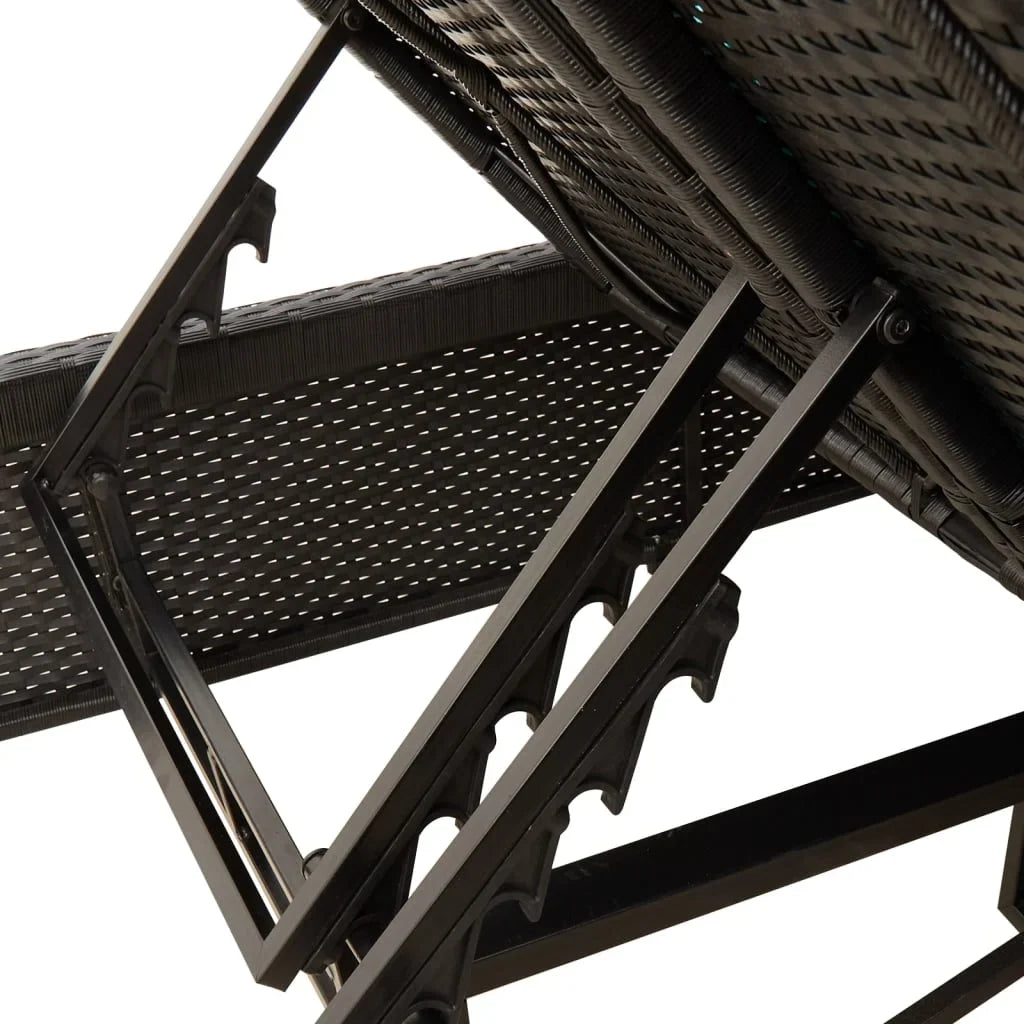 vidaXL Double Sun Lounger with Cushions Outdoor Poly Rattan Brown/Gray/Black