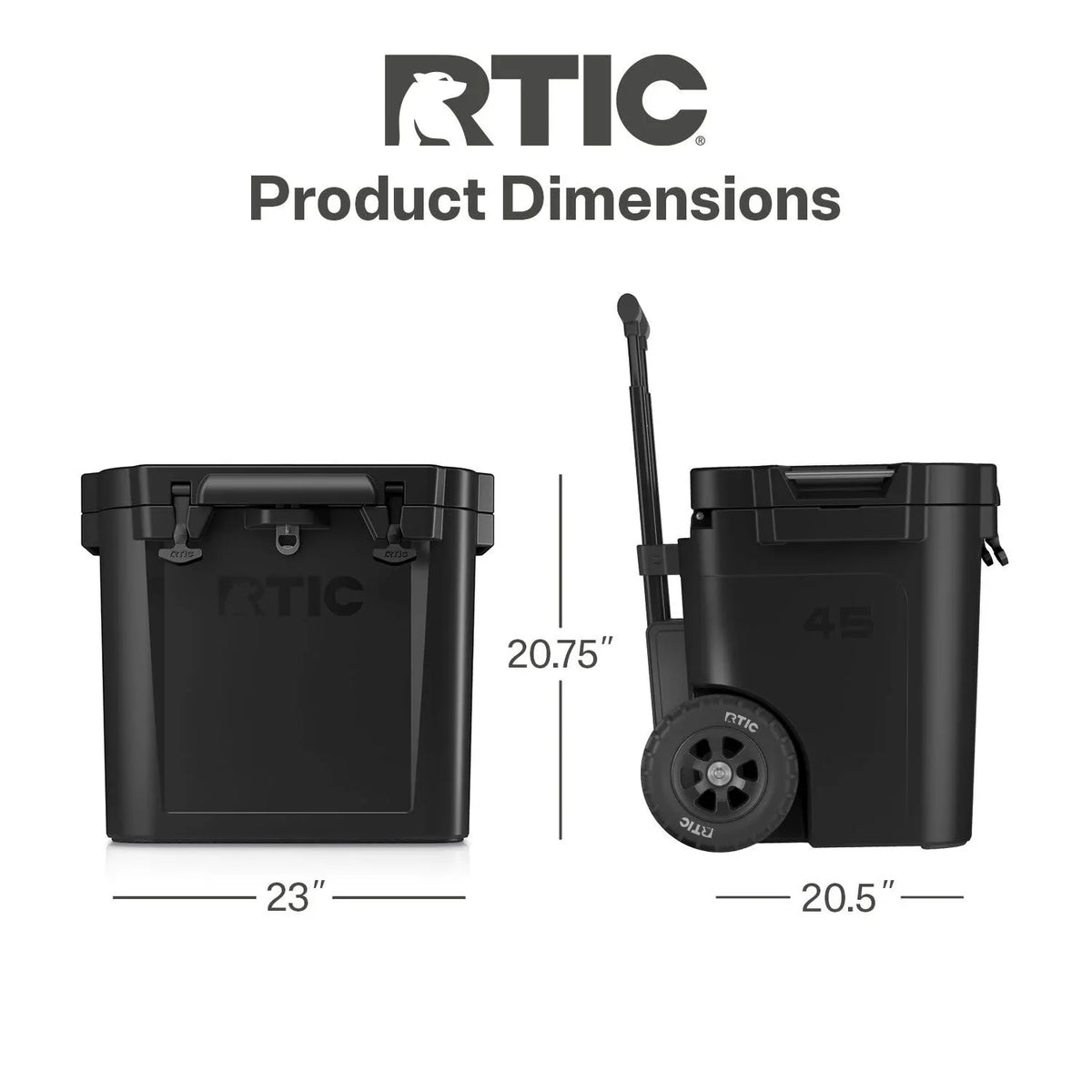 RTIC 45 QT Ultra-Tough Wheeled Hard-Sided Ice Chest Cooler, Fits 60 Cans, White
