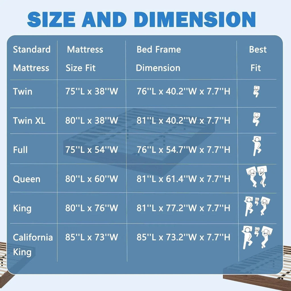 Rugerasy TWIN Size Wood Platform Bed Frame,Wooden Bed Frame Without Headboard,Slat Support,No Box Spring Needed,Easy Assembly,Pine wood