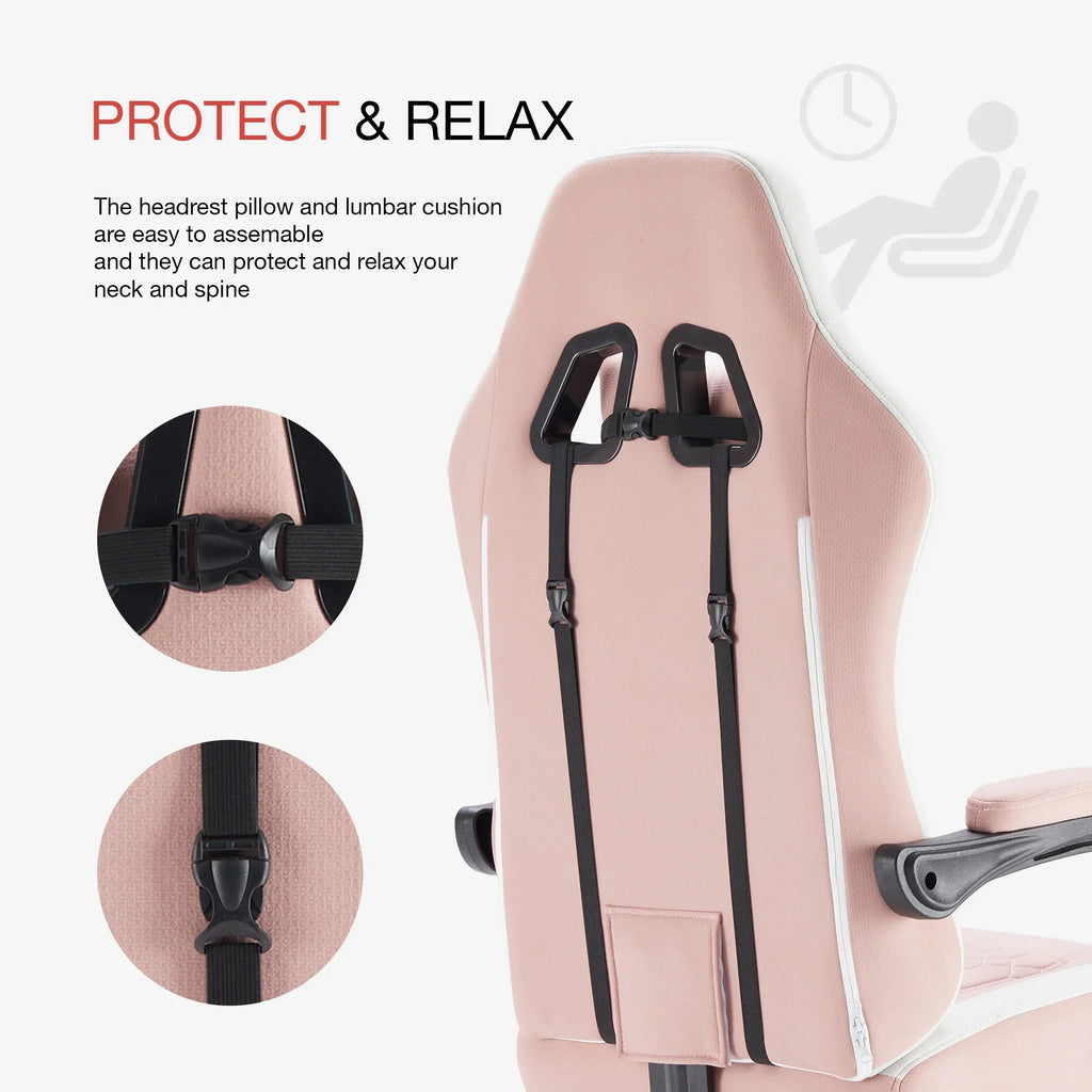 MCQ Ergonomic Swivel Gaming Chair with Headrest Lumbar Support for Home Office, Black and Grey
