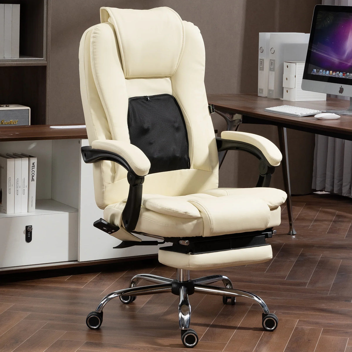 Kneading Massage Executive Office Chair With 40"-50" Heating, 160" Reclining Office Chair With Footrest, Ergonomic Chair With Backrest And 4 Mode Messgage Office Chair