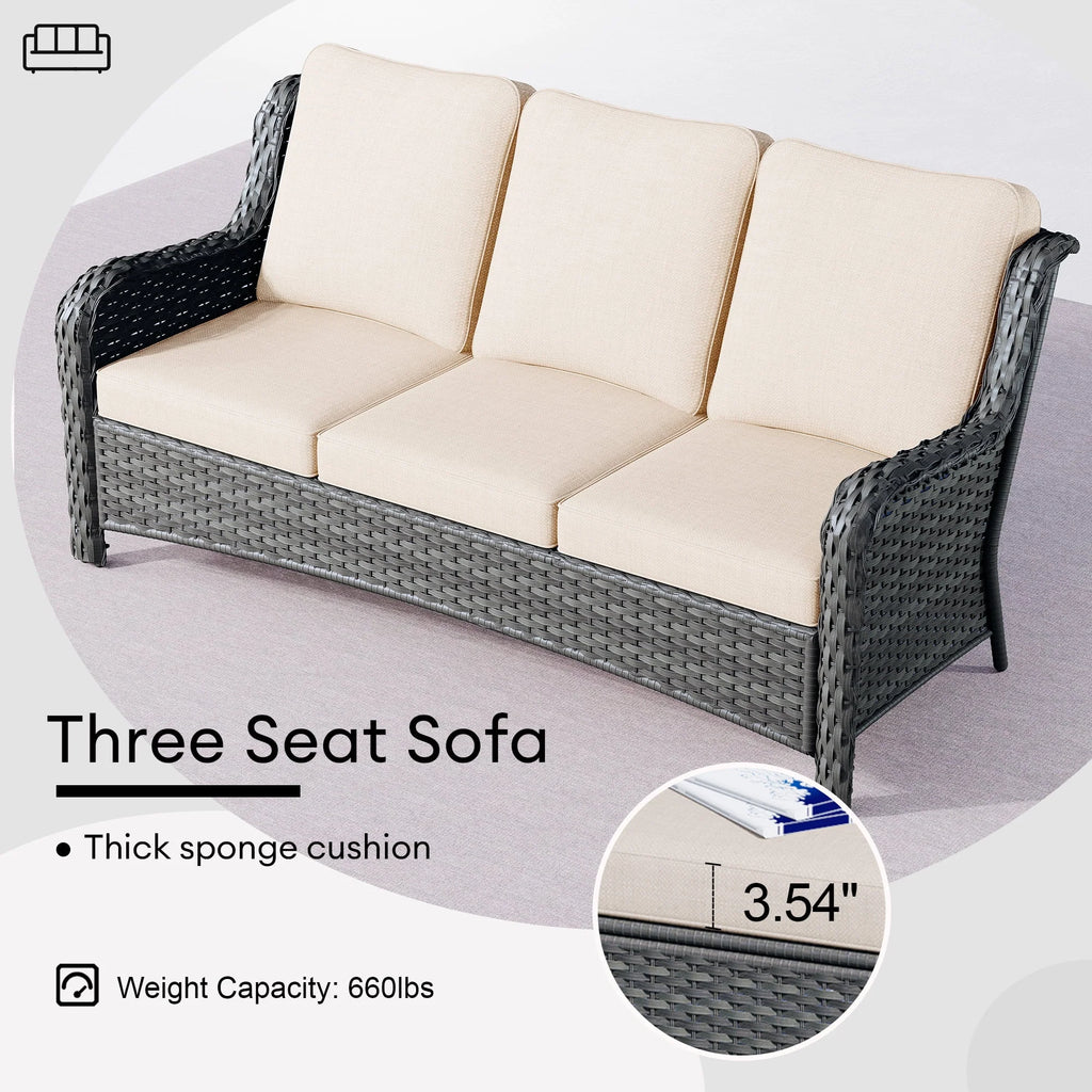Ovios 8-Piece Wicker Outdoor Sectional Patio Set with Swivel Chairs and Loveseat, Gray