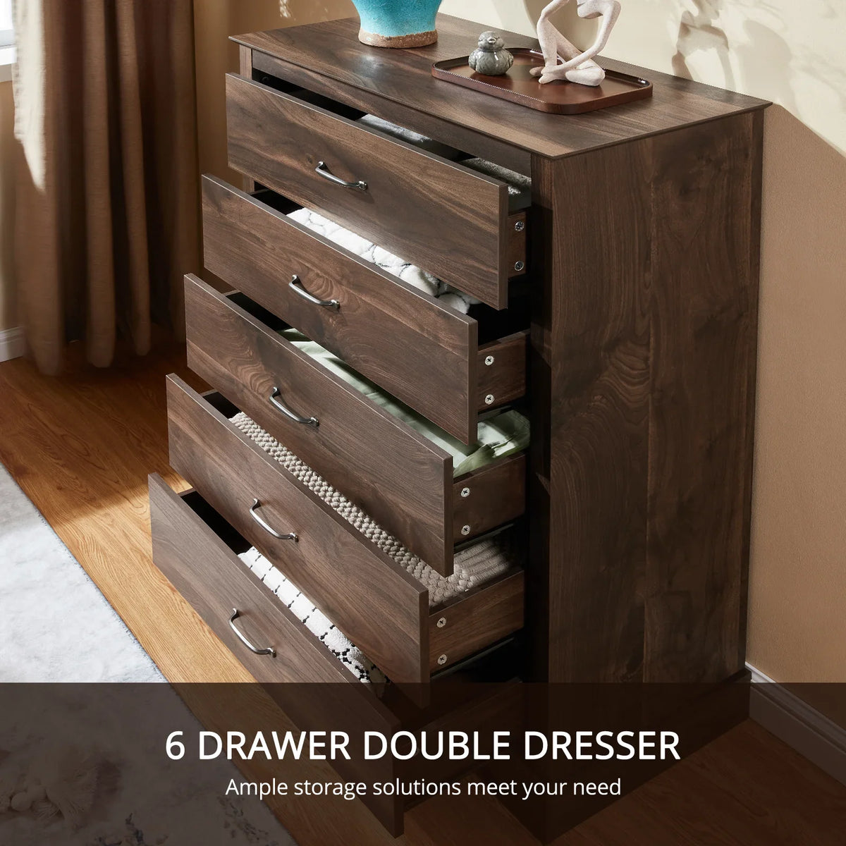 CHITOOMA 5 Drawer Dressers for Bedroom, Adult Tall Wooden Chest of Drawers, Storage Cabine for Living Room Entryway, Gray