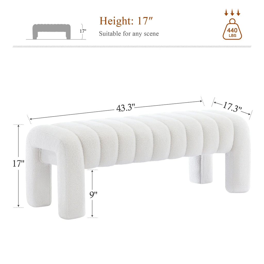 Zesthouse 63" End of Bed Bench, Linen Tufted Upholstered Ottoman Bench with Padded Seat and Solid Wood Leg, Modern Entryway Bench for Bedroom, Living Room, Beige