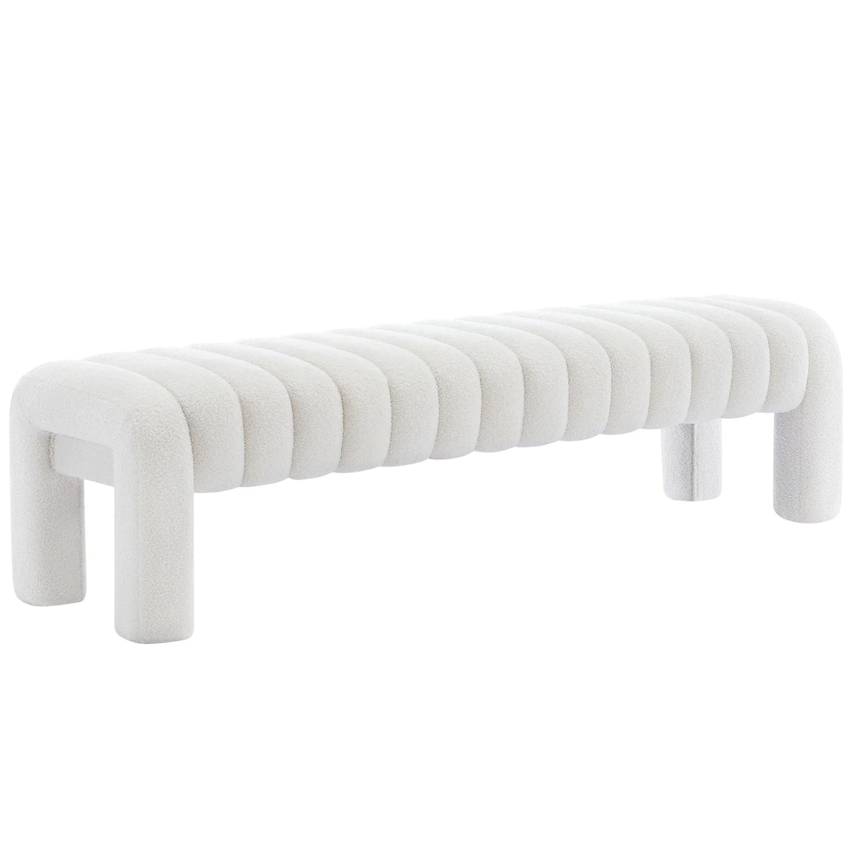 Zesthouse 63" End of Bed Bench, Linen Tufted Upholstered Ottoman Bench with Padded Seat and Solid Wood Leg, Modern Entryway Bench for Bedroom, Living Room, Beige