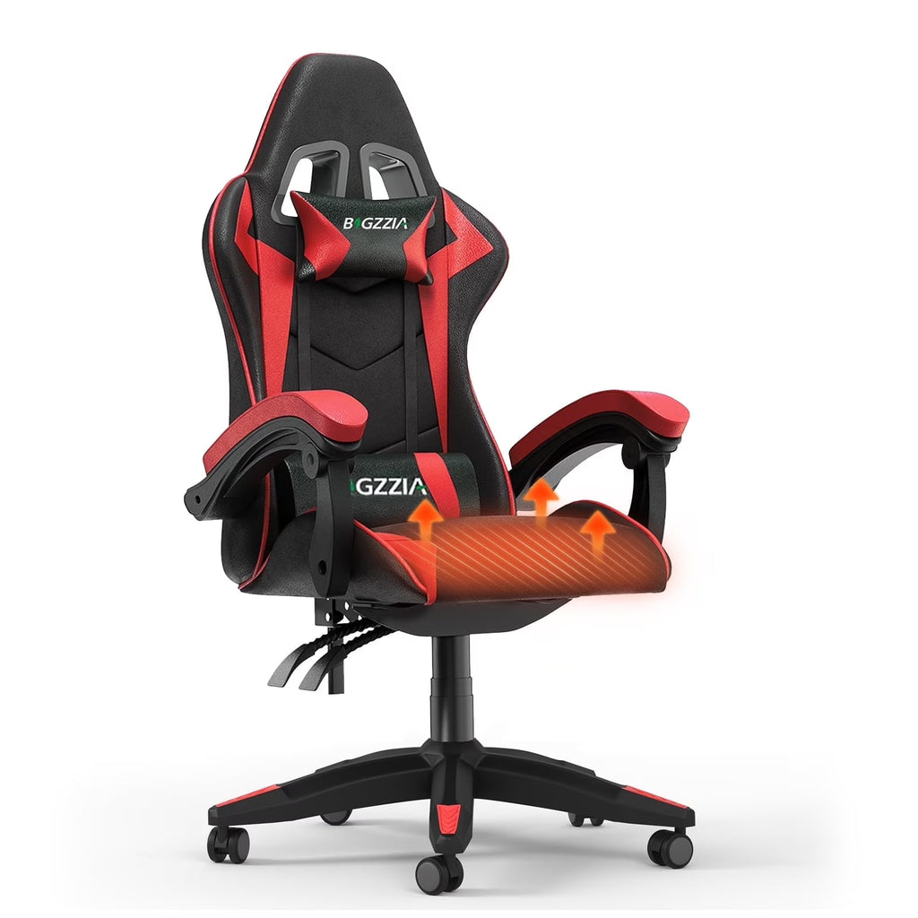 Bigzzia Gaming Chair with Heated Cushion, High Back Video Game Chairs with Pillow and Lumbar Support, Green