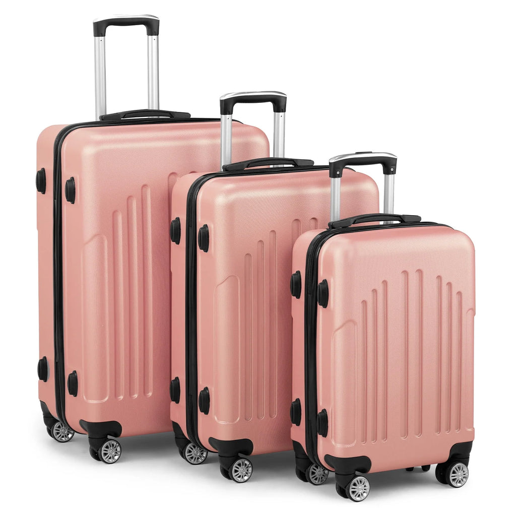 Red 3-Piece Hardshell Spinner Luggage Set (20in, 24in, 28in) - Large ABS Suitcase Set with 8 Wheels, Lightweight & Durable for Travel