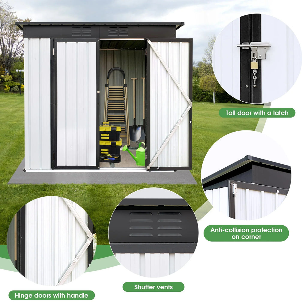 Aukfa Outdoor Storage Shed, 5 X 4 FT Metal Garden Shed, Waterproof Tool Shed for Backyard Patio, Brown