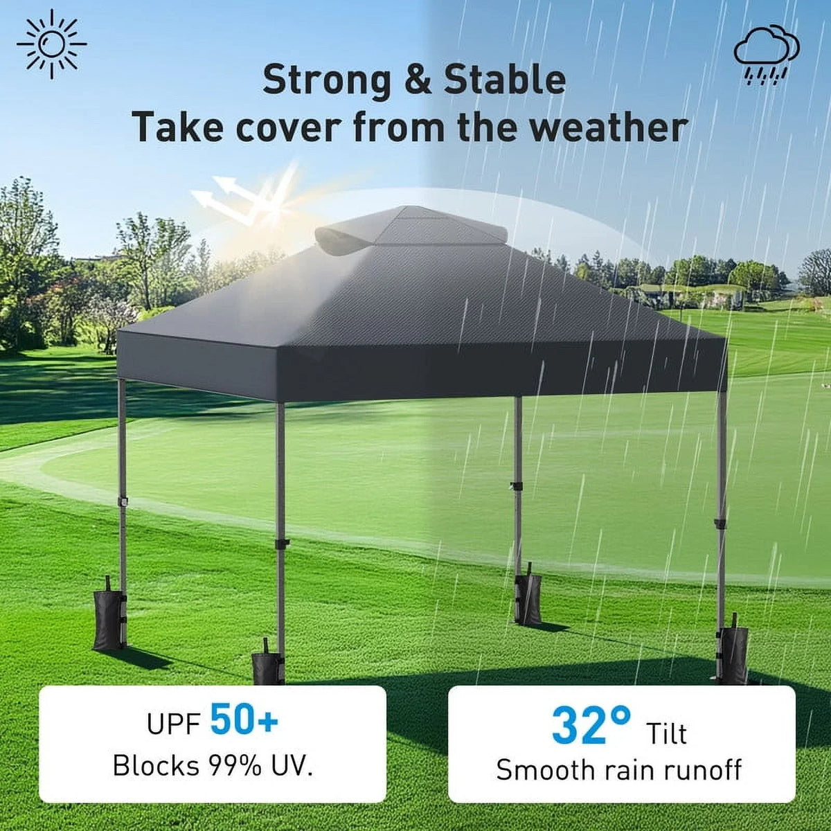 CHITOOMA 10 x 10ft Pop up Canopy Tent, Instant Outdoor Shelter Easy Portable Straight Leg Canopy Tent with Pockets Sidewall, White